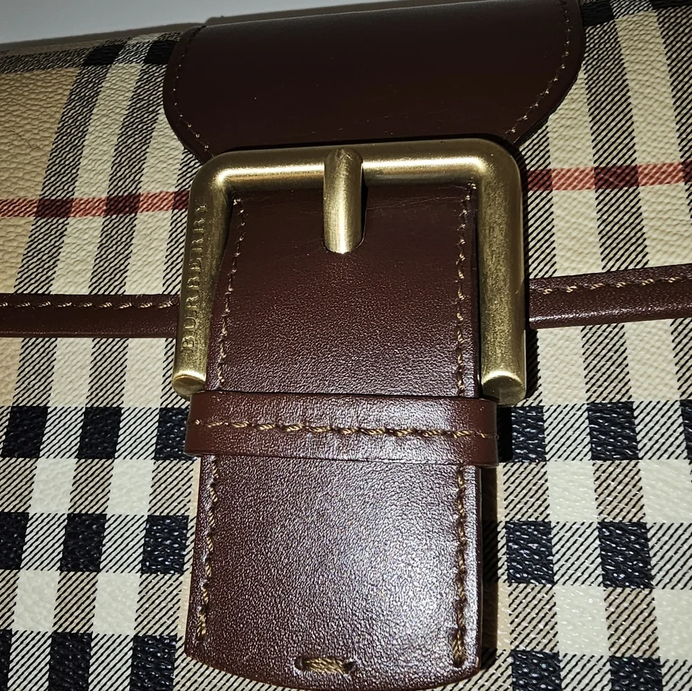 Burberry Shoulder Bag with Brown Leather Accents With COA and Branded Dustbag